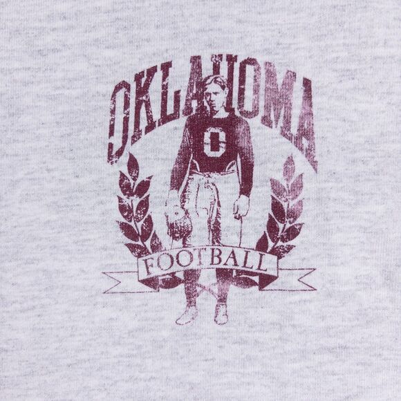Vintage Oklahoma Football Single Stitch Mockneck L USA Made 90s Gray Tee - Picture 4 of 9